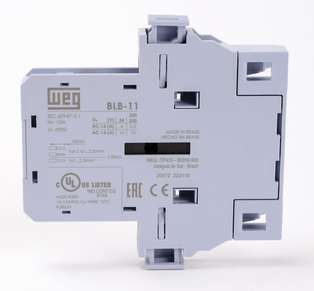 Electrical contactor with WEG branding on a white background