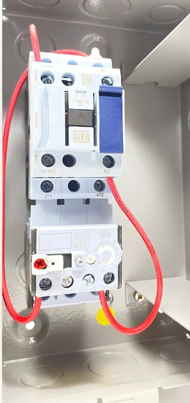 Electrical contactor with wiring inside a control panel