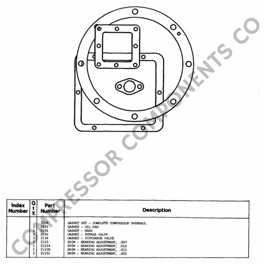 gasket set 3709 for quincy
