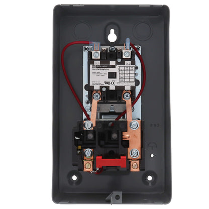 Electrical wall switch with wiring on a white background