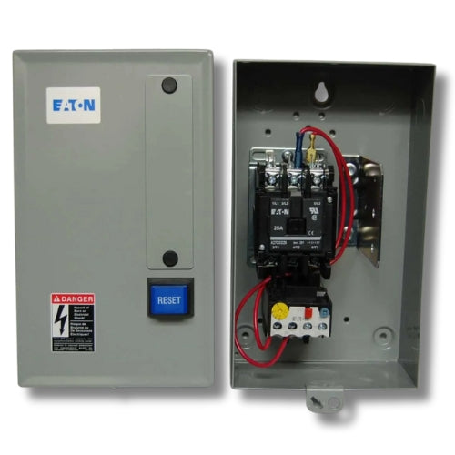 Electrical panel with wiring and labels on a white background