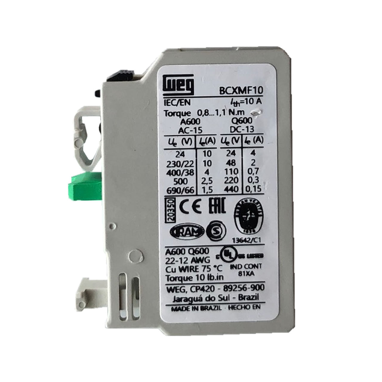 Weg BCXMF10 Auxiliary Contact for CWM Series
