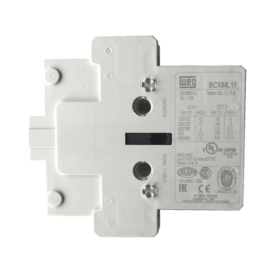 Electrical component with WEG branding on a white background