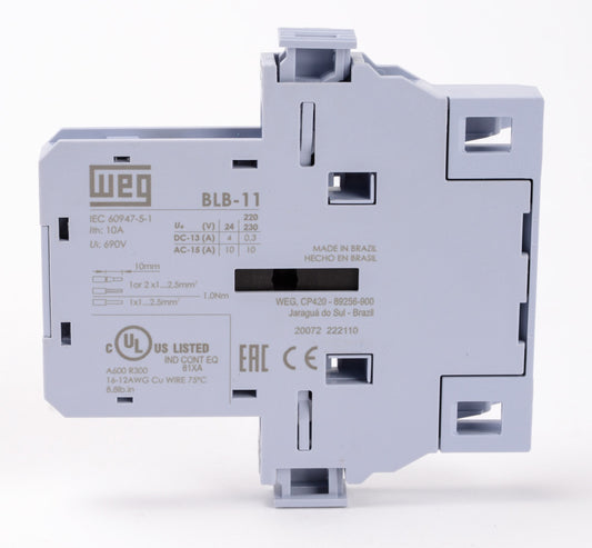 Electrical contactor with WEG branding on a white background