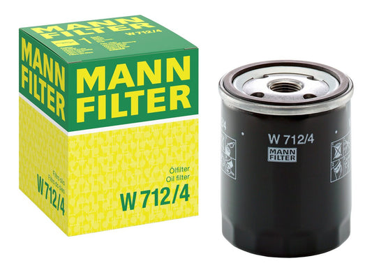 MANN FILTER oil filter and its packaging on a white background
