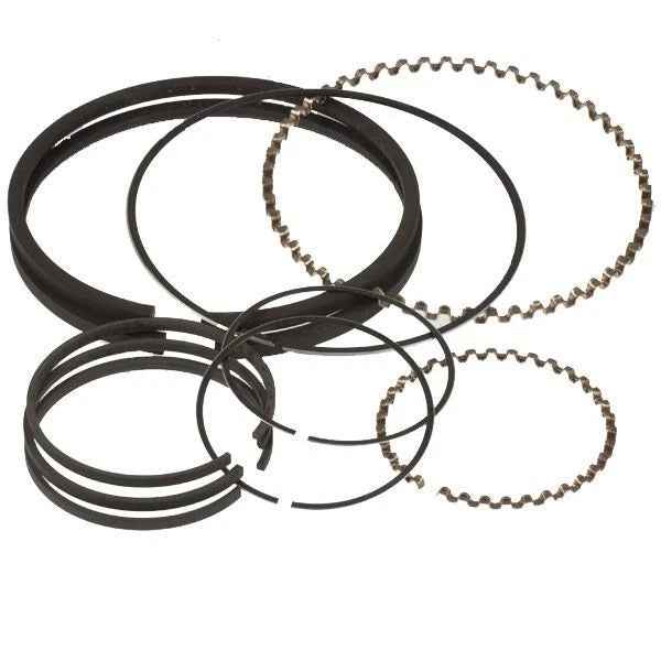 Set of black metal rings on a white background