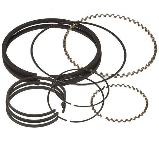 Set of black metal rings on a white background