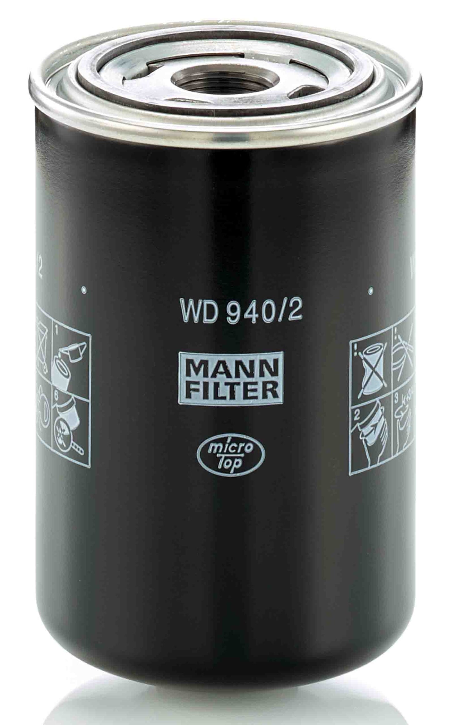 MANN FILTER oil filter with 'WD 940/2' marking on a white background
